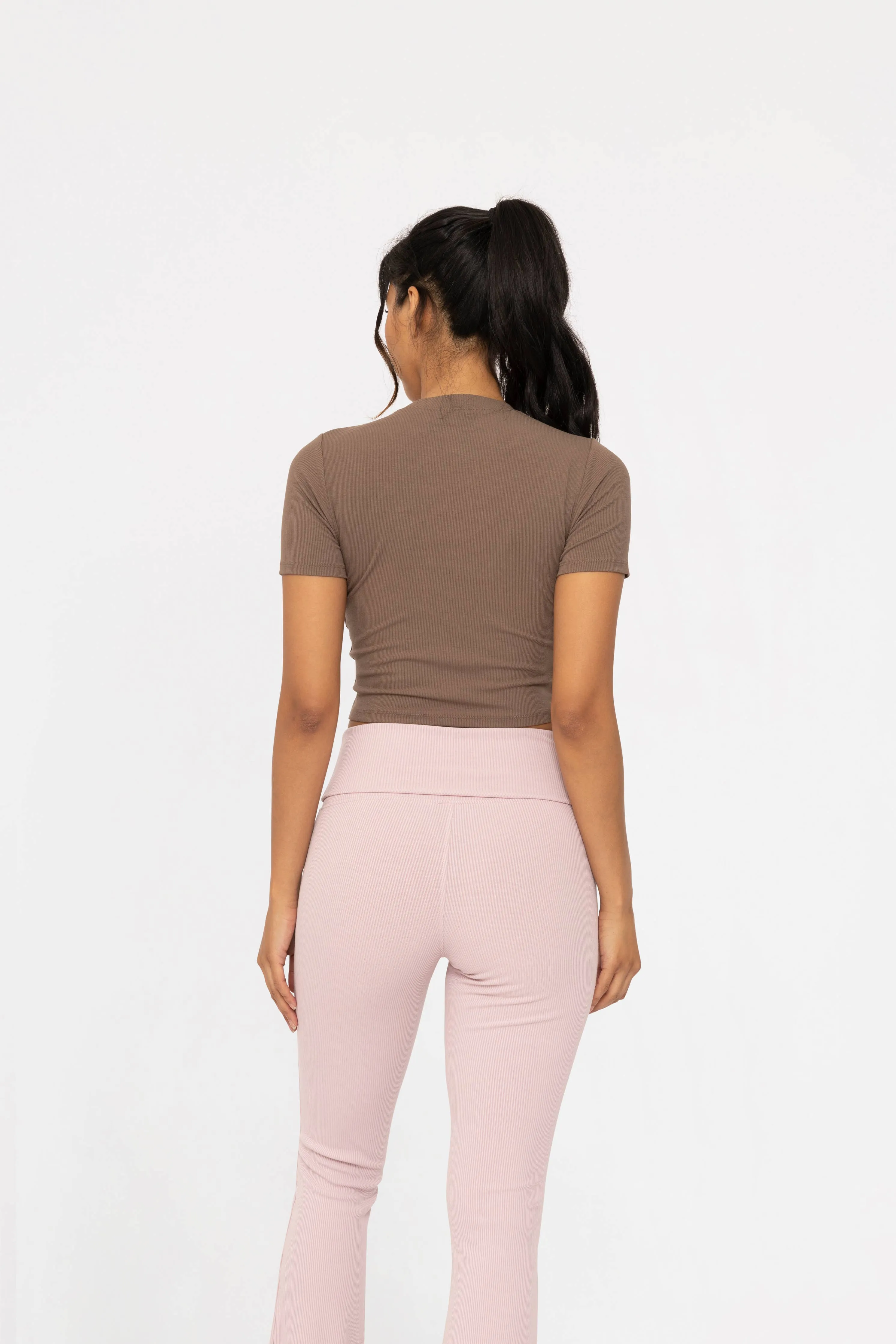 Essential Micro-Ribbed Cropped Athleisure Tee