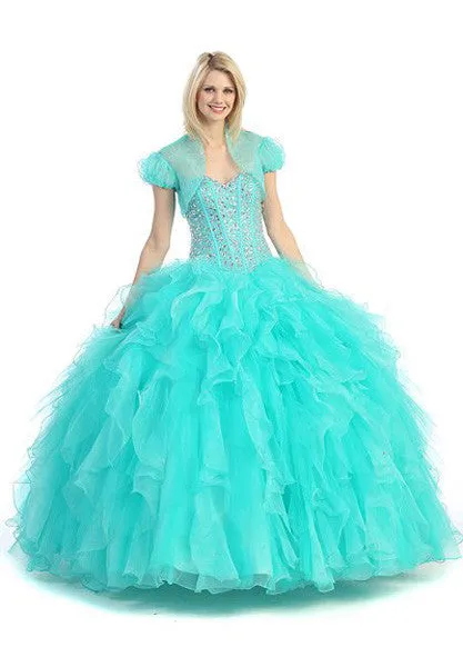 Eureka 3002 Ruffled Tiered Skirt Studded Bodice Princess Gown