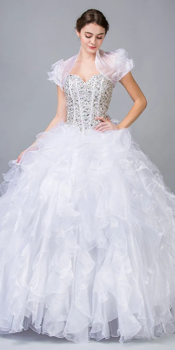 Eureka 3002 Ruffled Tiered Skirt Studded Bodice Princess Gown