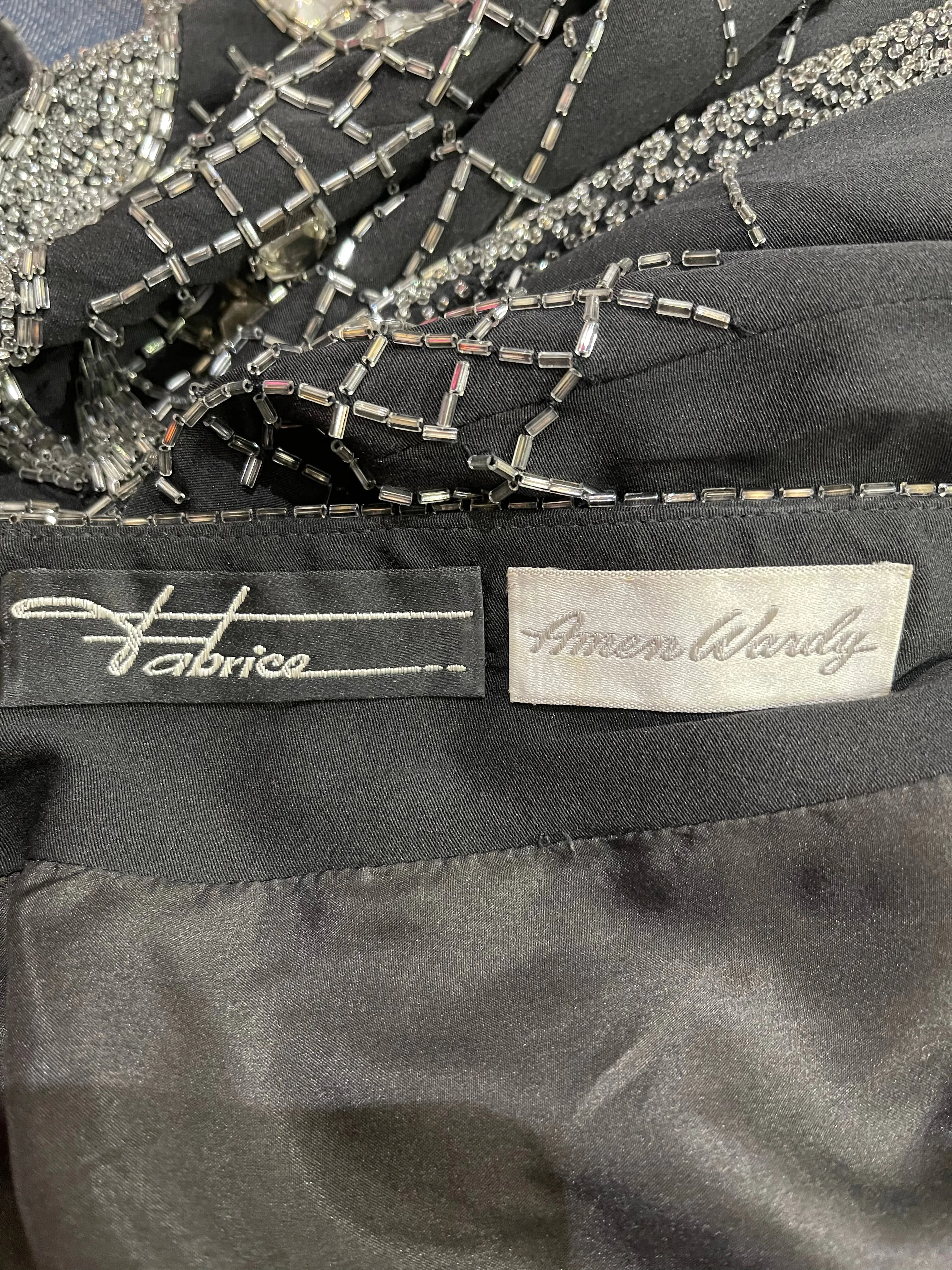 Fabrice 80s Black Beaded Cocktail Dress with Stars