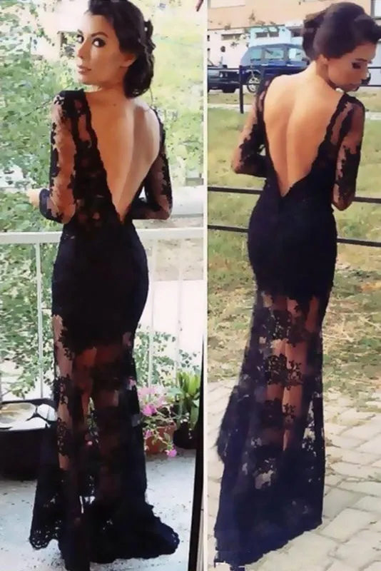 Fascinating Fascinating Marvelous Newest Sheath Black Lace Prom Evening Dress
