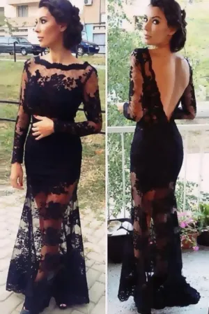 Fascinating Fascinating Marvelous Newest Sheath Black Lace Prom Evening Dress