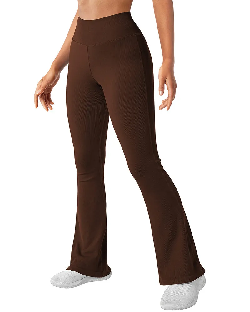 Fashion Ribbed Wide-leg Flared Yoga Leggings