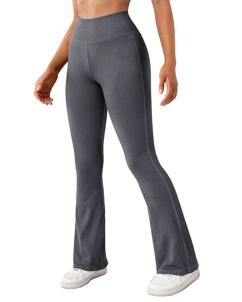Fashion Ribbed Wide-leg Flared Yoga Leggings