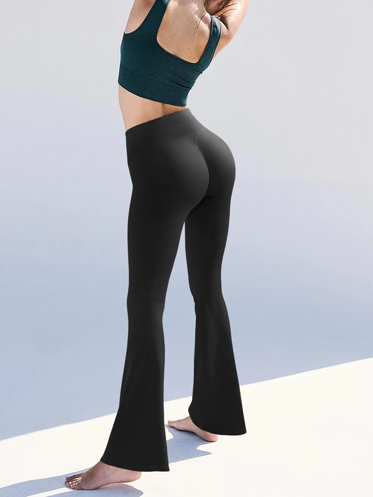Fashion Ribbed Wide-leg Flared Yoga Leggings