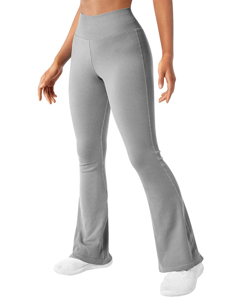 Fashion Ribbed Wide-leg Flared Yoga Leggings