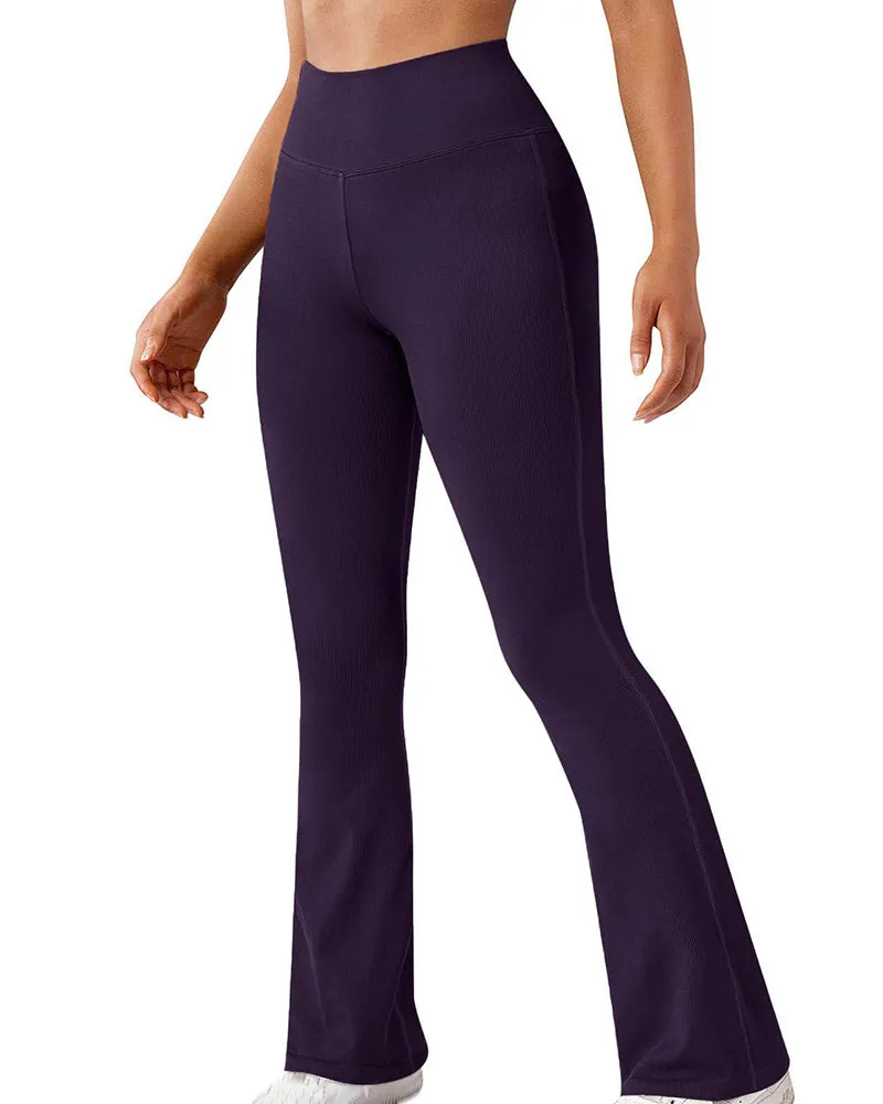 Fashion Ribbed Wide-leg Flared Yoga Leggings