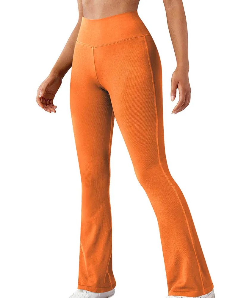 Fashion Ribbed Wide-leg Flared Yoga Leggings
