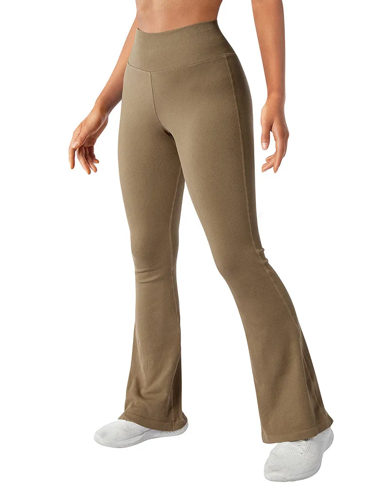 Fashion Ribbed Wide-leg Flared Yoga Leggings