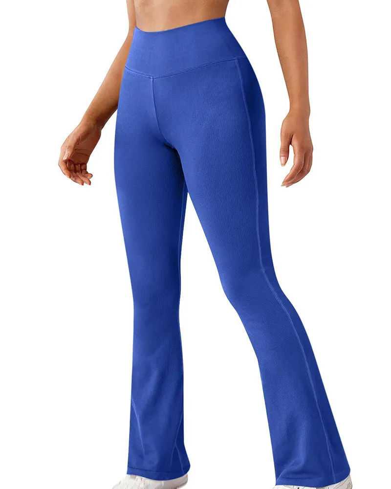Fashion Ribbed Wide-leg Flared Yoga Leggings