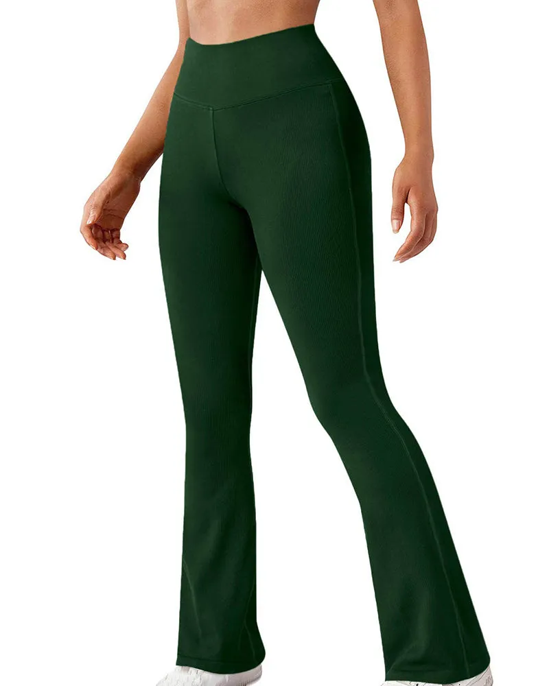 Fashion Ribbed Wide-leg Flared Yoga Leggings