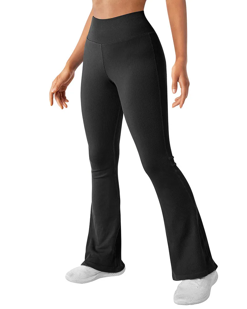 Fashion Ribbed Wide-leg Flared Yoga Leggings