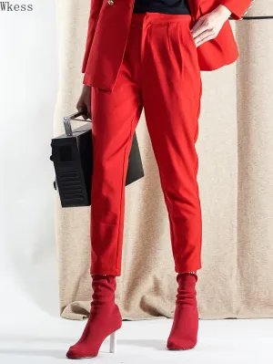 Fashion Women's Solid Color High Waist Stretch Slim Straight Casual Pants
