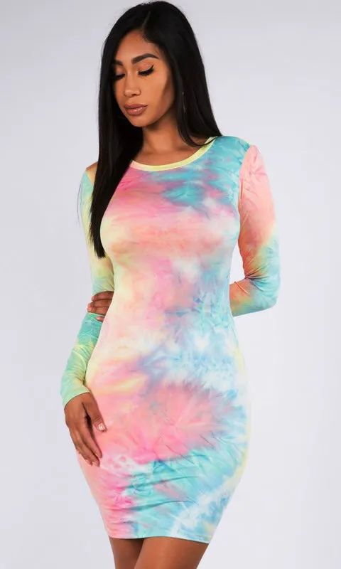 Feeling Good Tie-Dye Mini Dress - Multi Color