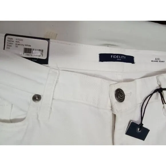 Fidelity Denim Womens AXL Relaxed Skinny Jeans Size 30 Anarchy White H1032 New