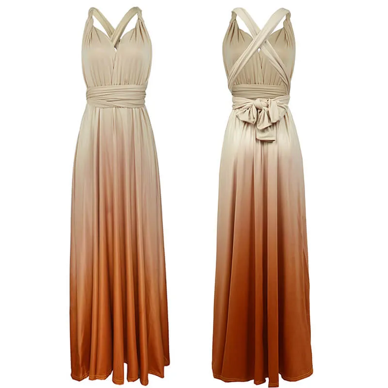 [Final Sale]Women's Gradient Champagne Infinity Wrap Bridesmaid Dress