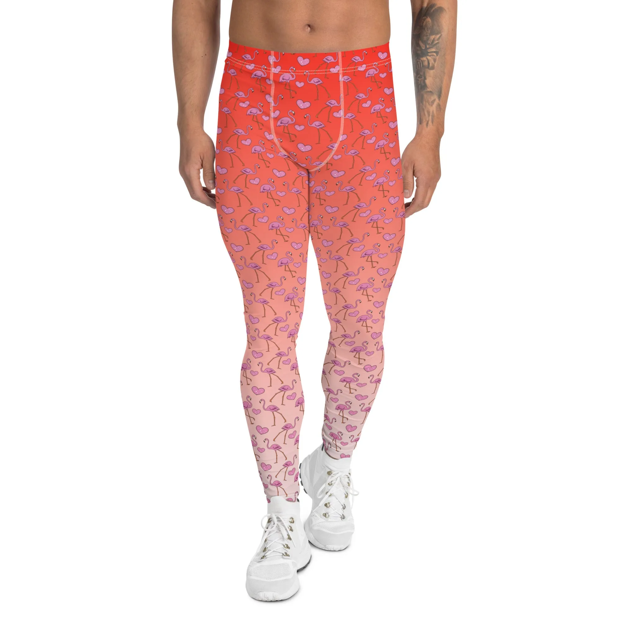 Flamingos and Hearts Men's Leggings