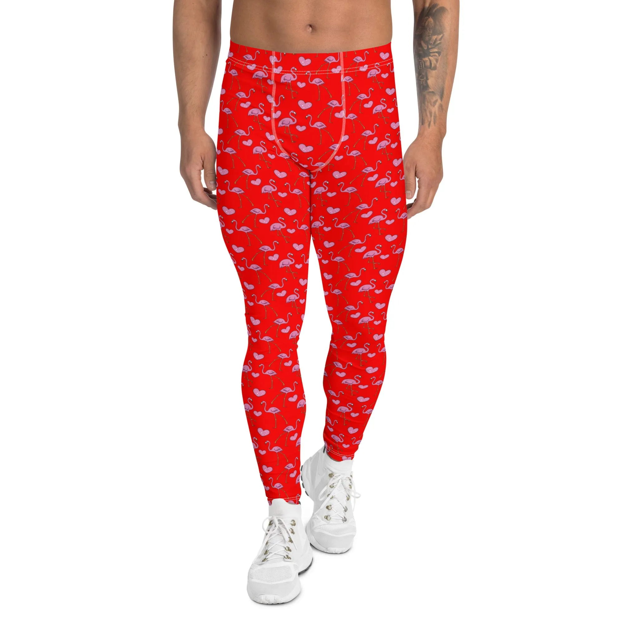 Flamingos and Hearts Men's Leggings