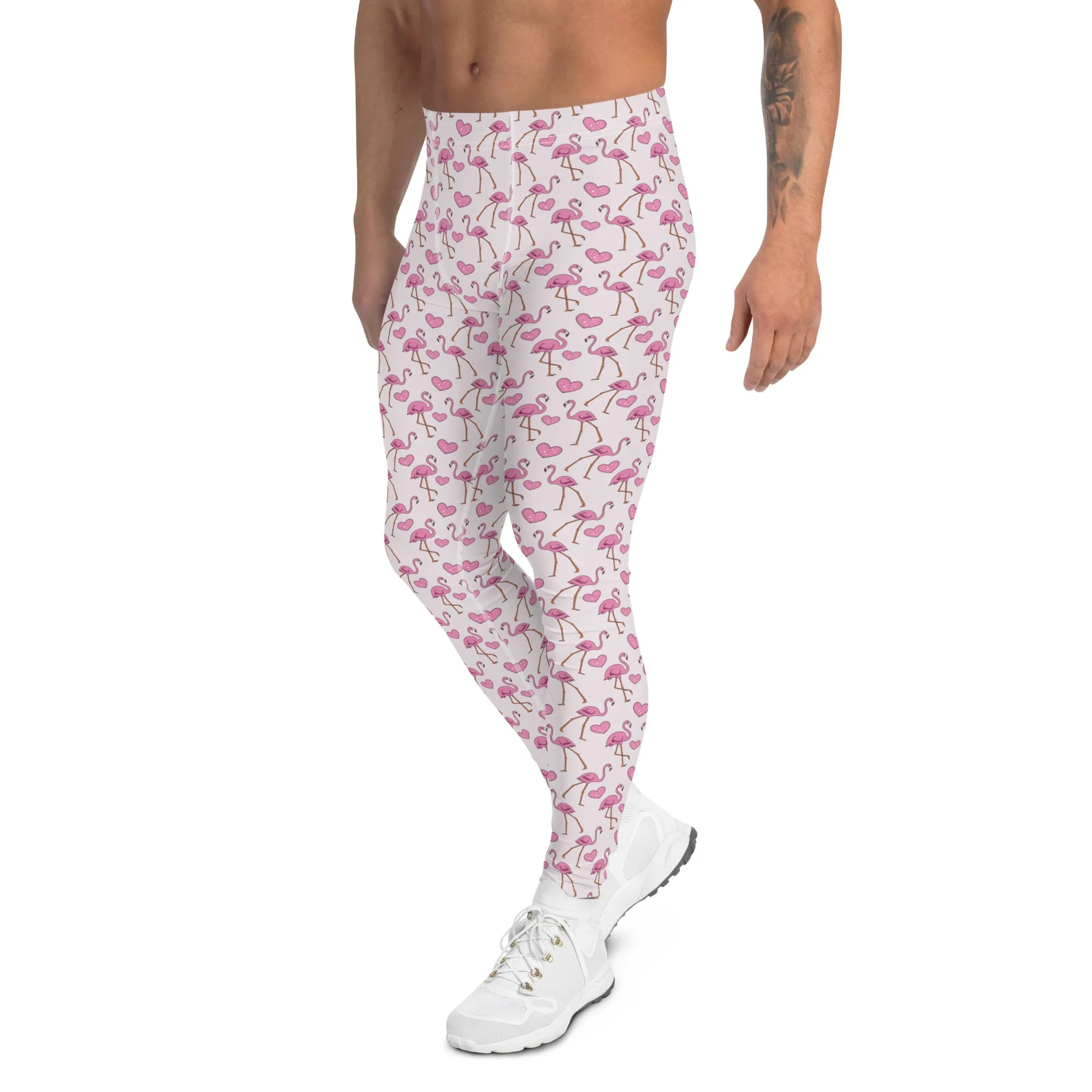 Flamingos and Hearts Men's Leggings