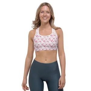 Flamingos and Hearts Sports bra