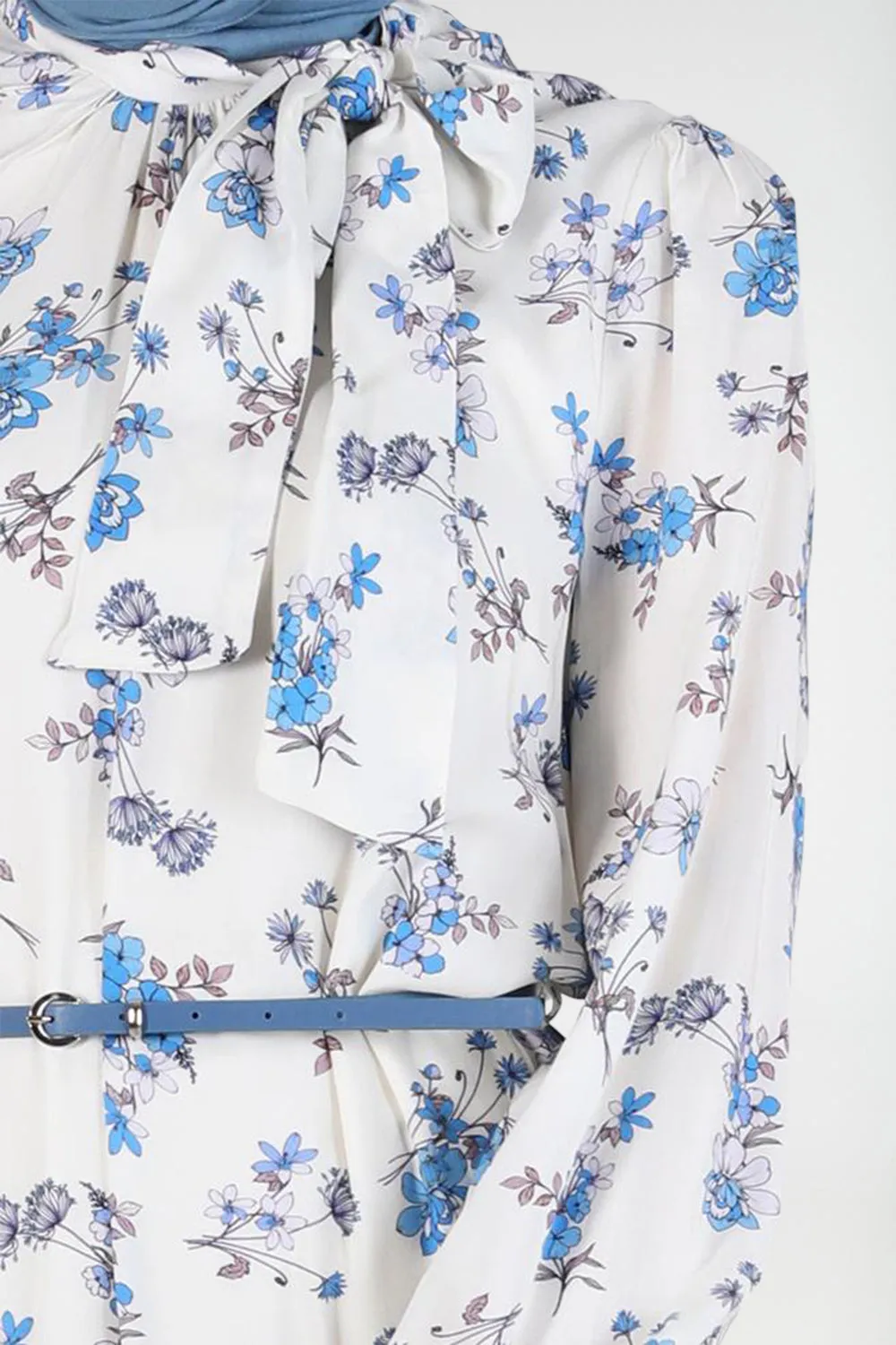 Floral Print Modest Maxi Dress | Blue