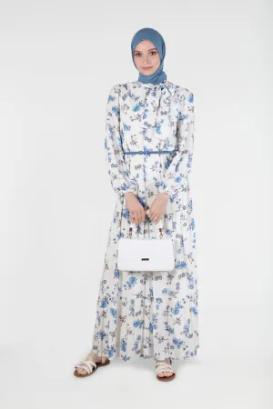 Floral Print Modest Maxi Dress | Blue