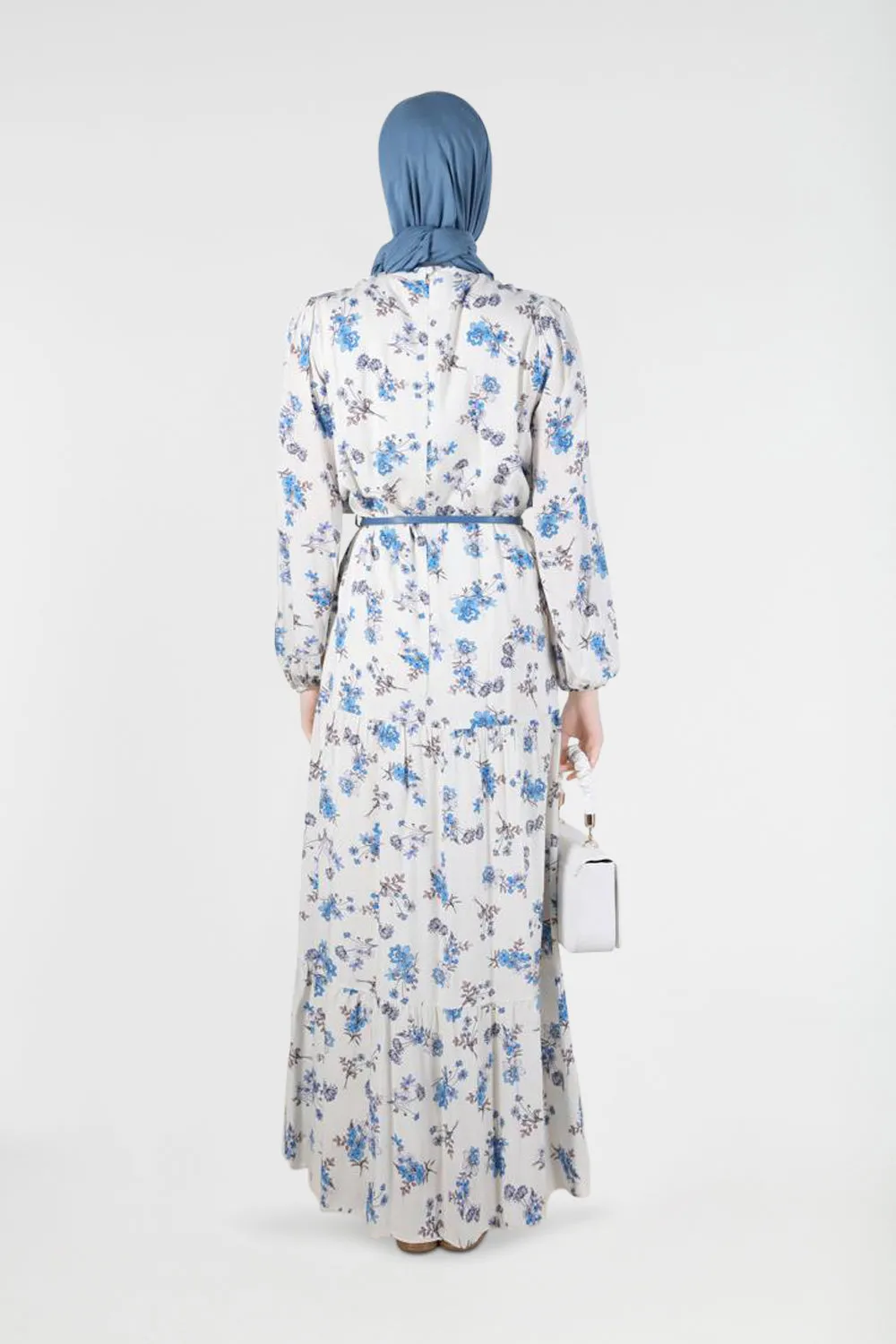 Floral Print Modest Maxi Dress | Blue