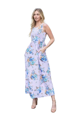Floral Sleeveless Maxi Dress Lavender - Pack of 6