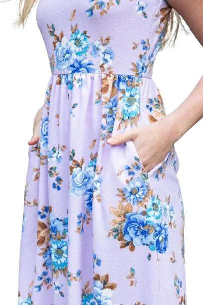 Floral Sleeveless Maxi Dress Lavender - Pack of 6