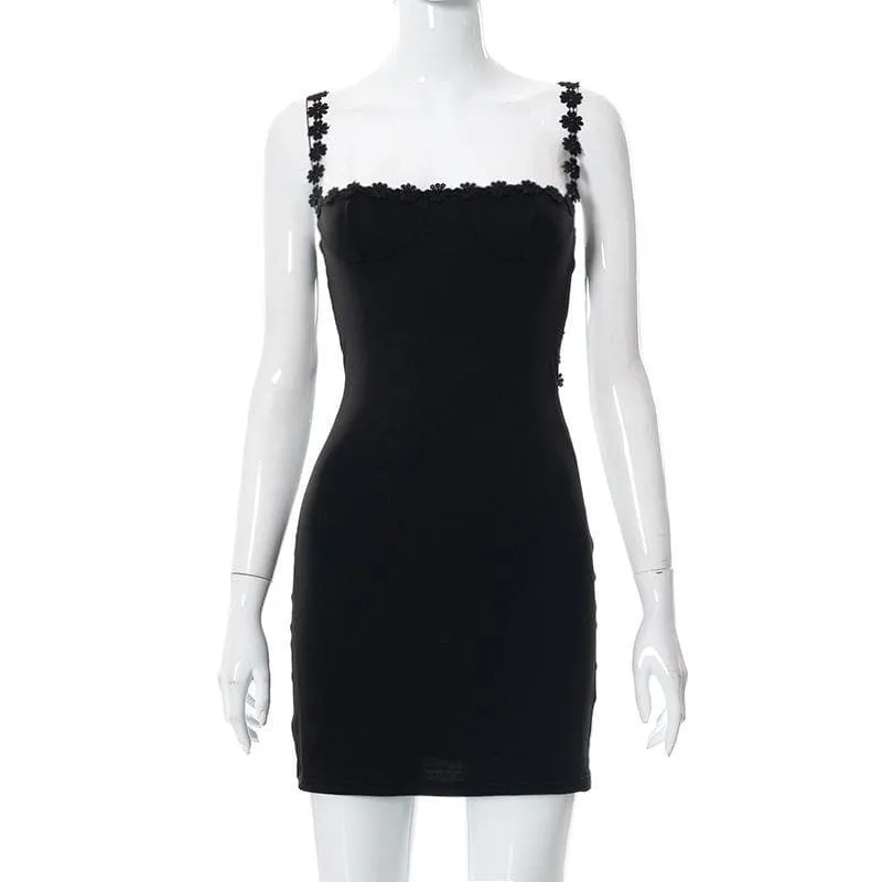 Floral strap square neck dress