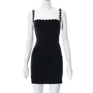 Floral strap square neck dress