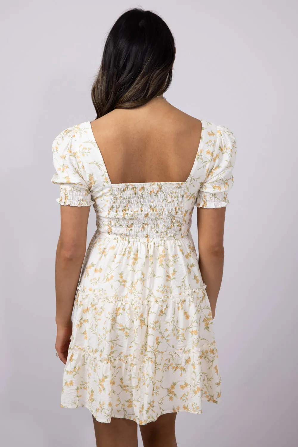 Floral Tiered Dress for Women in Ivory | CR2466B-IVORYMULTI