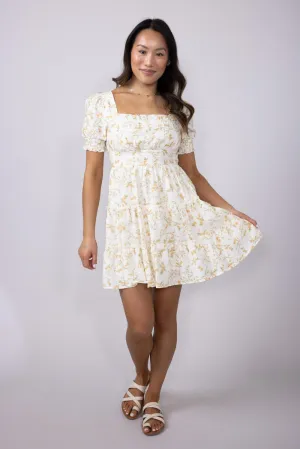 Floral Tiered Dress for Women in Ivory | CR2466B-IVORYMULTI