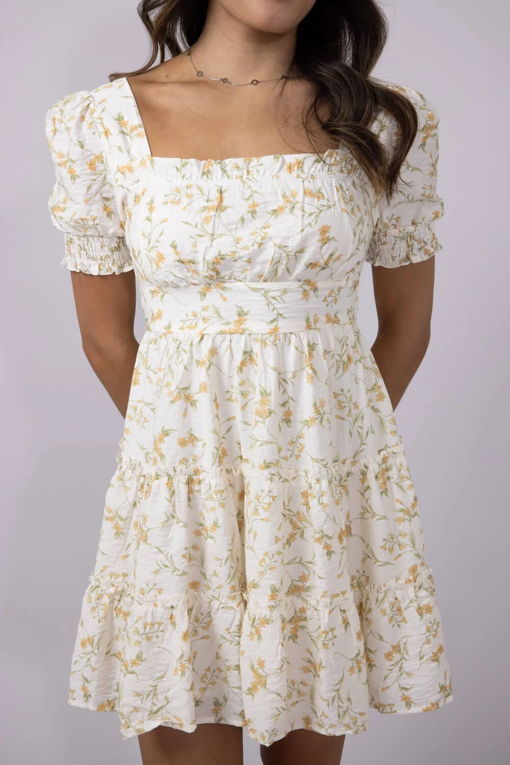 Floral Tiered Dress for Women in Ivory | CR2466B-IVORYMULTI