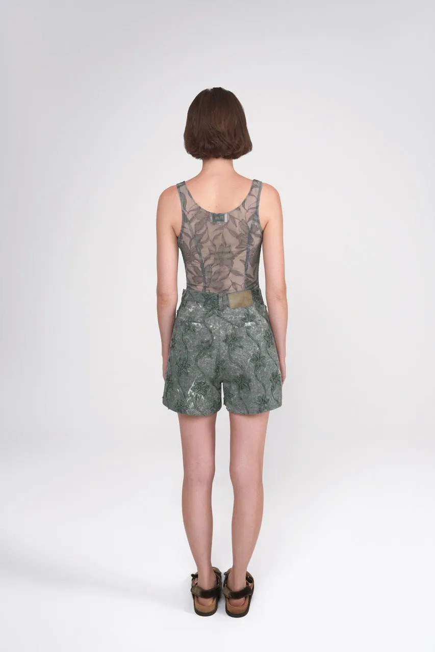 Flower Denim Shorts