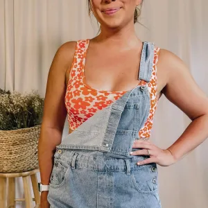 Flower Sports Bra - Tangerine