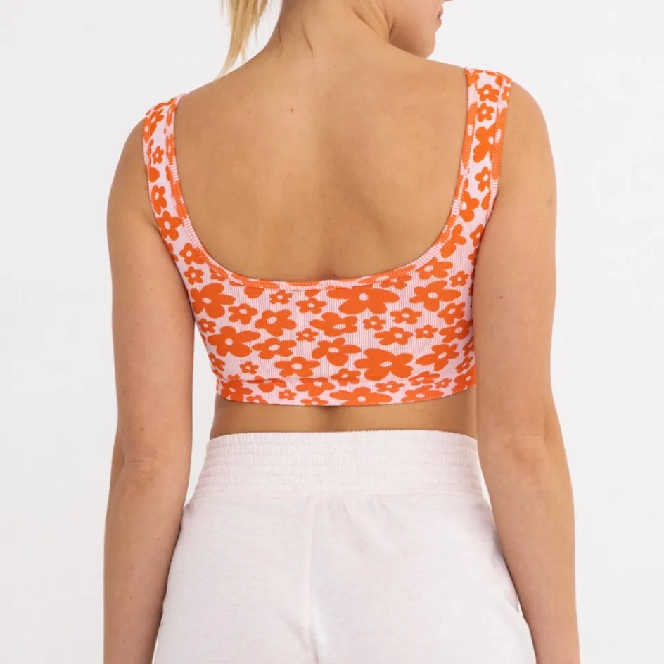 Flower Sports Bra - Tangerine