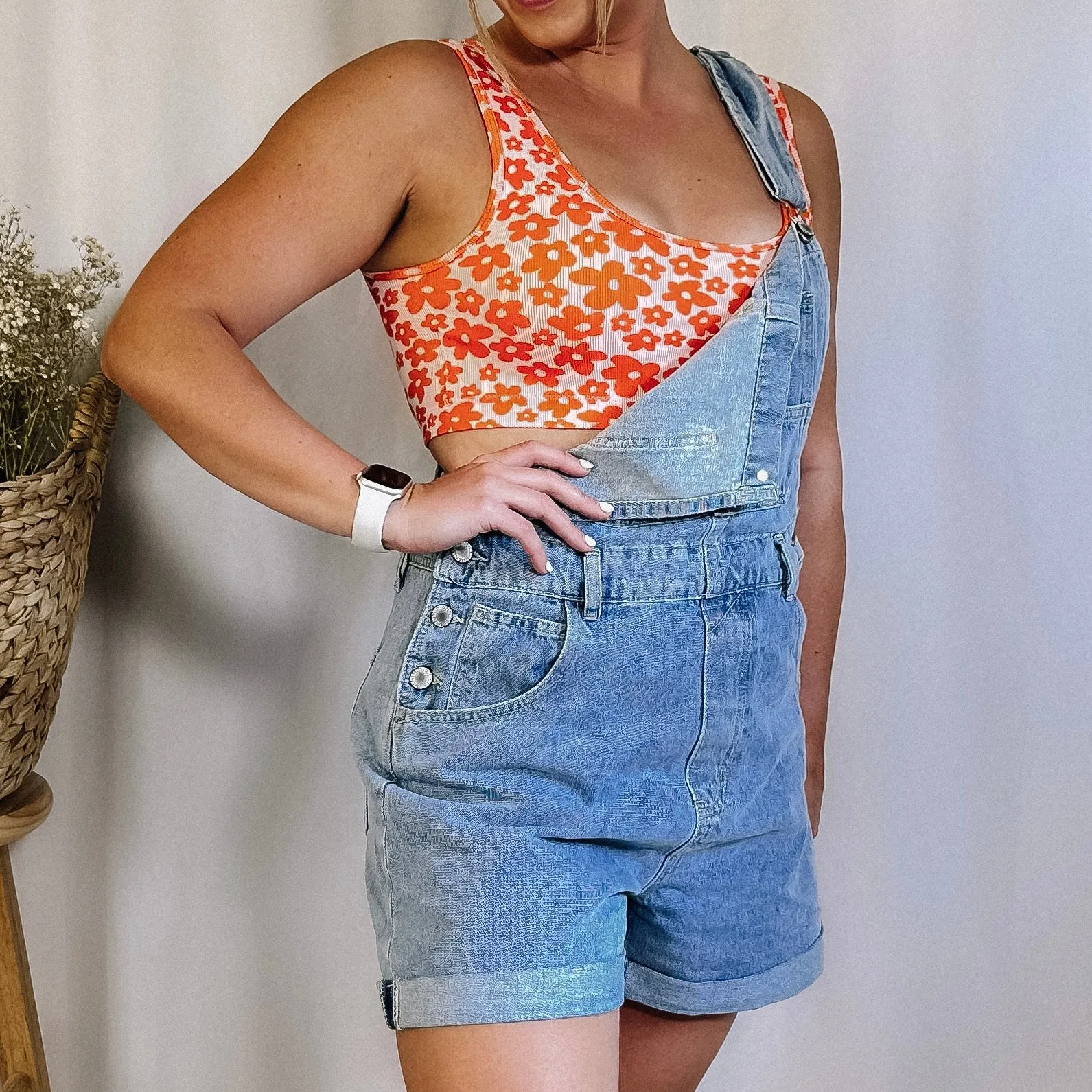 Flower Sports Bra - Tangerine