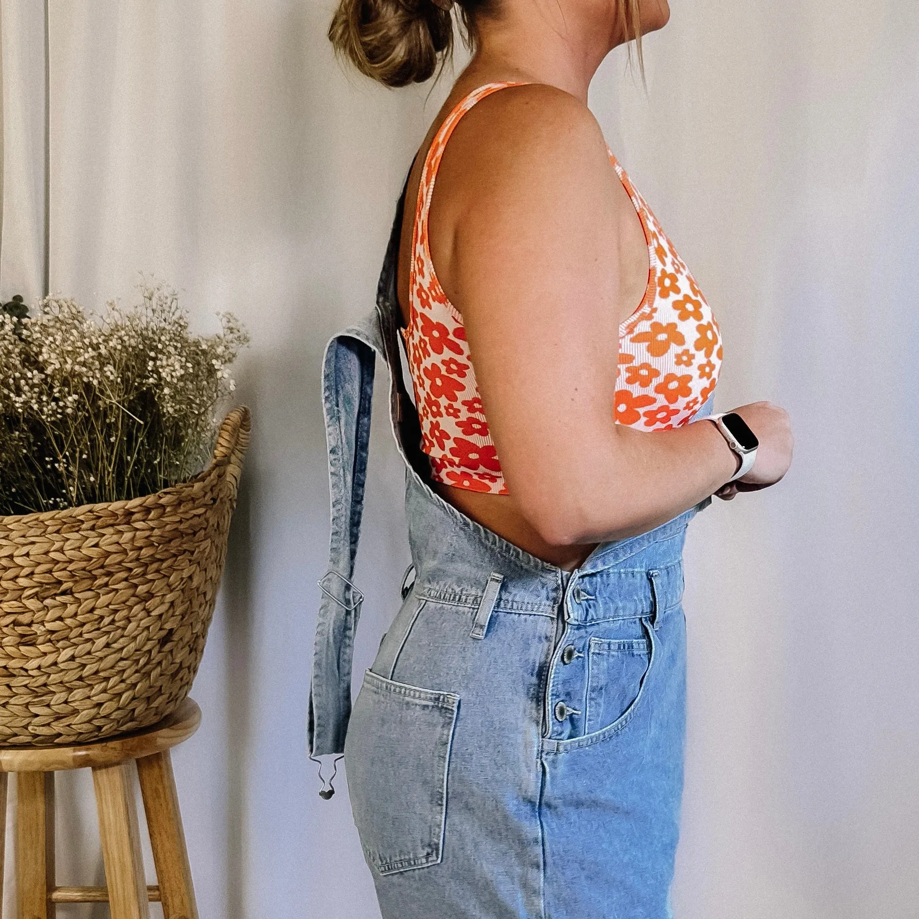 Flower Sports Bra - Tangerine