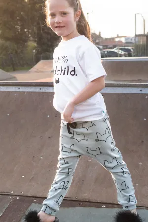 Fox Print Baggy Jogger for Kids- Vegan Organic Cotton