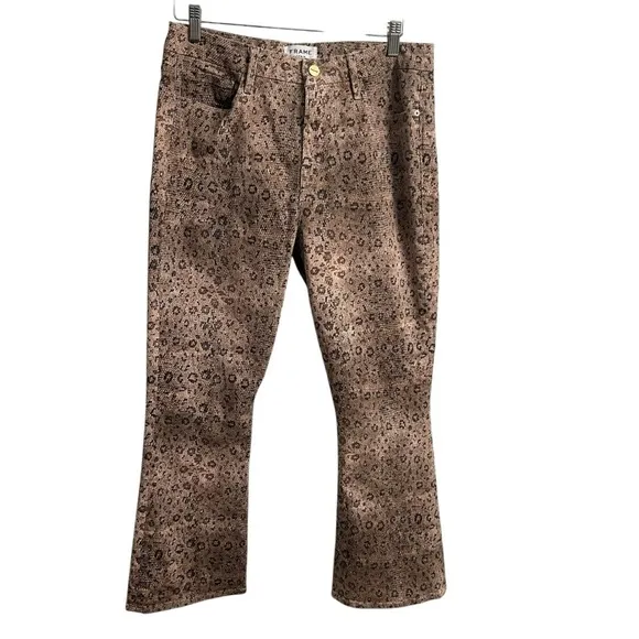 FRAME Le Crop High Waist Mini Boot Snake Print Jeans size 31