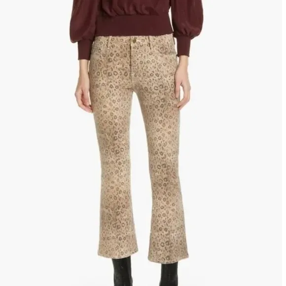 FRAME Le Crop High Waist Mini Boot Snake Print Jeans size 31