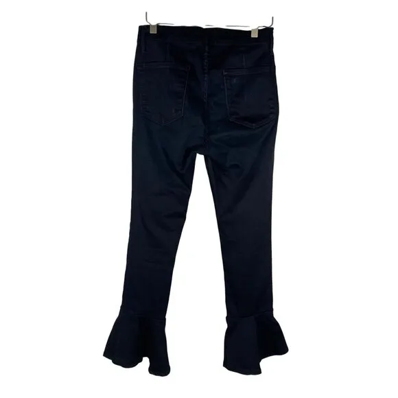 Frame Le Skinny De Jeanne Flounce Hem dark wash Blue stretch Skinny ankle Jeans