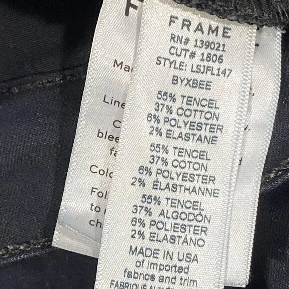 Frame Le Skinny De Jeanne Flounce Hem dark wash Blue stretch Skinny ankle Jeans