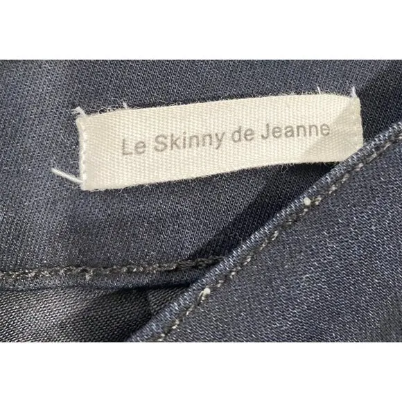 Frame Le Skinny De Jeanne Flounce Hem dark wash Blue stretch Skinny ankle Jeans