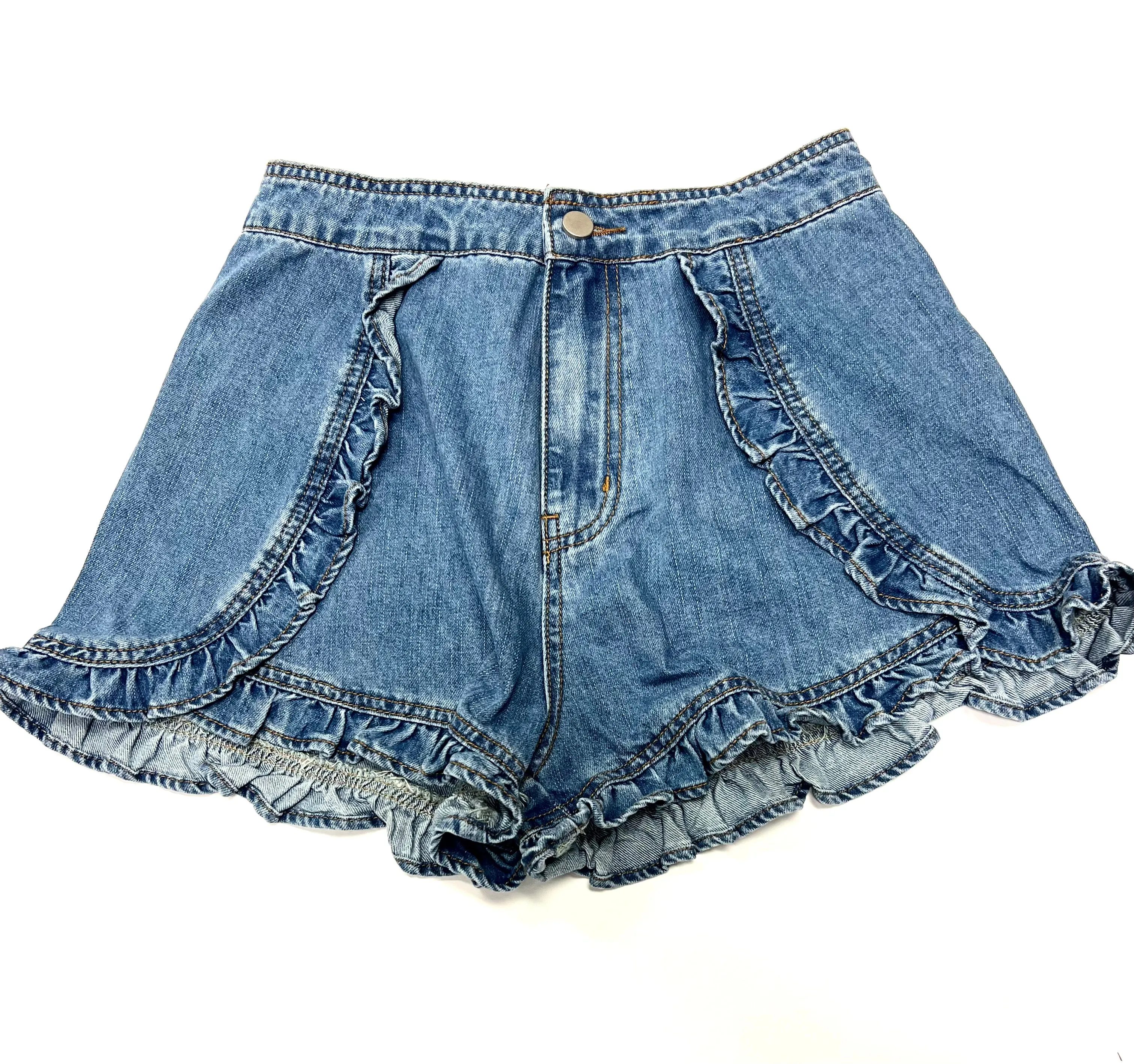 Franny Ruffle Detail Denim Shorts