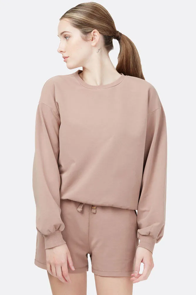 French Terry Ballon Sleeve Crew