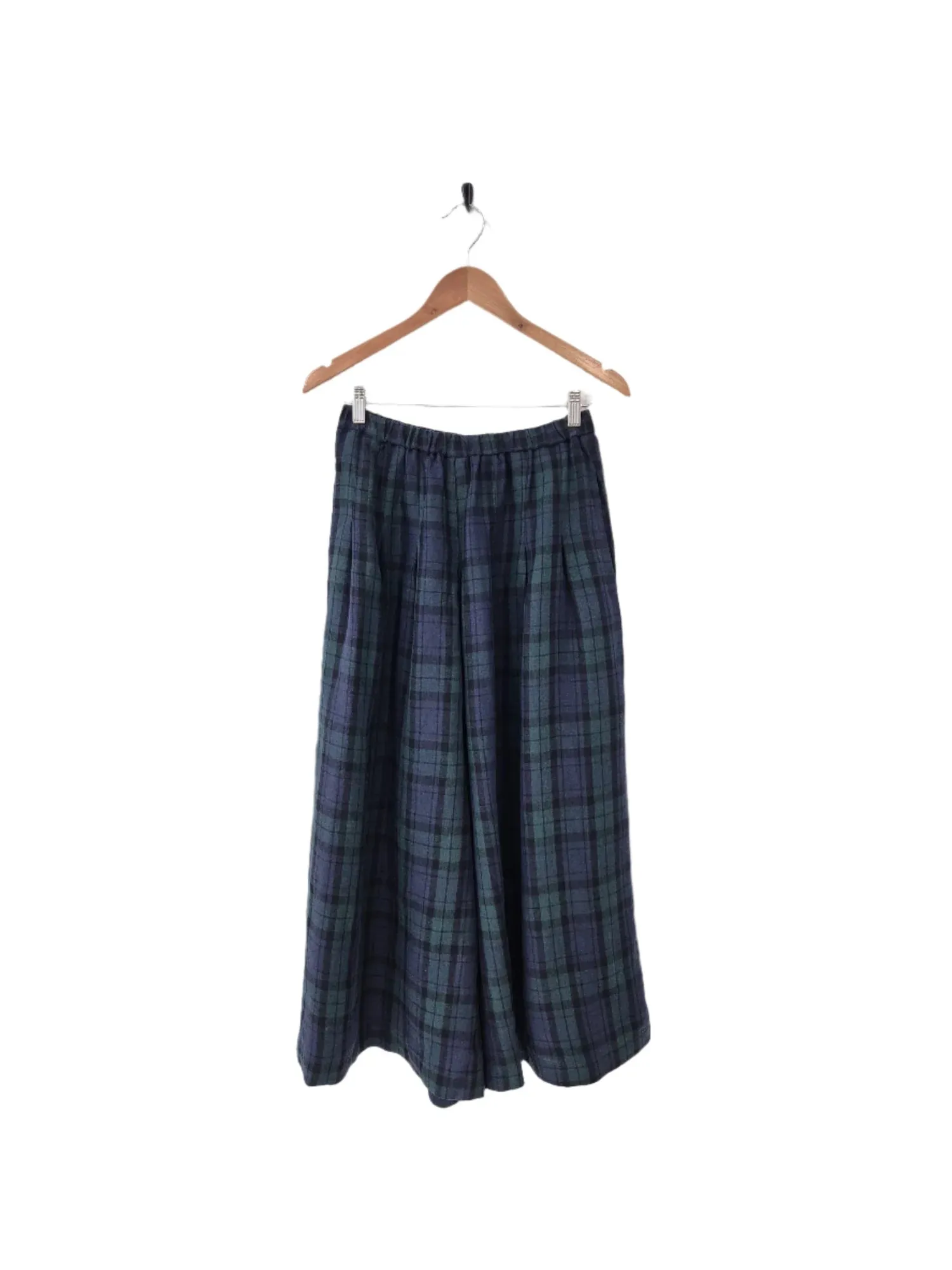 Freya French Linen Pants in Blue Tartan