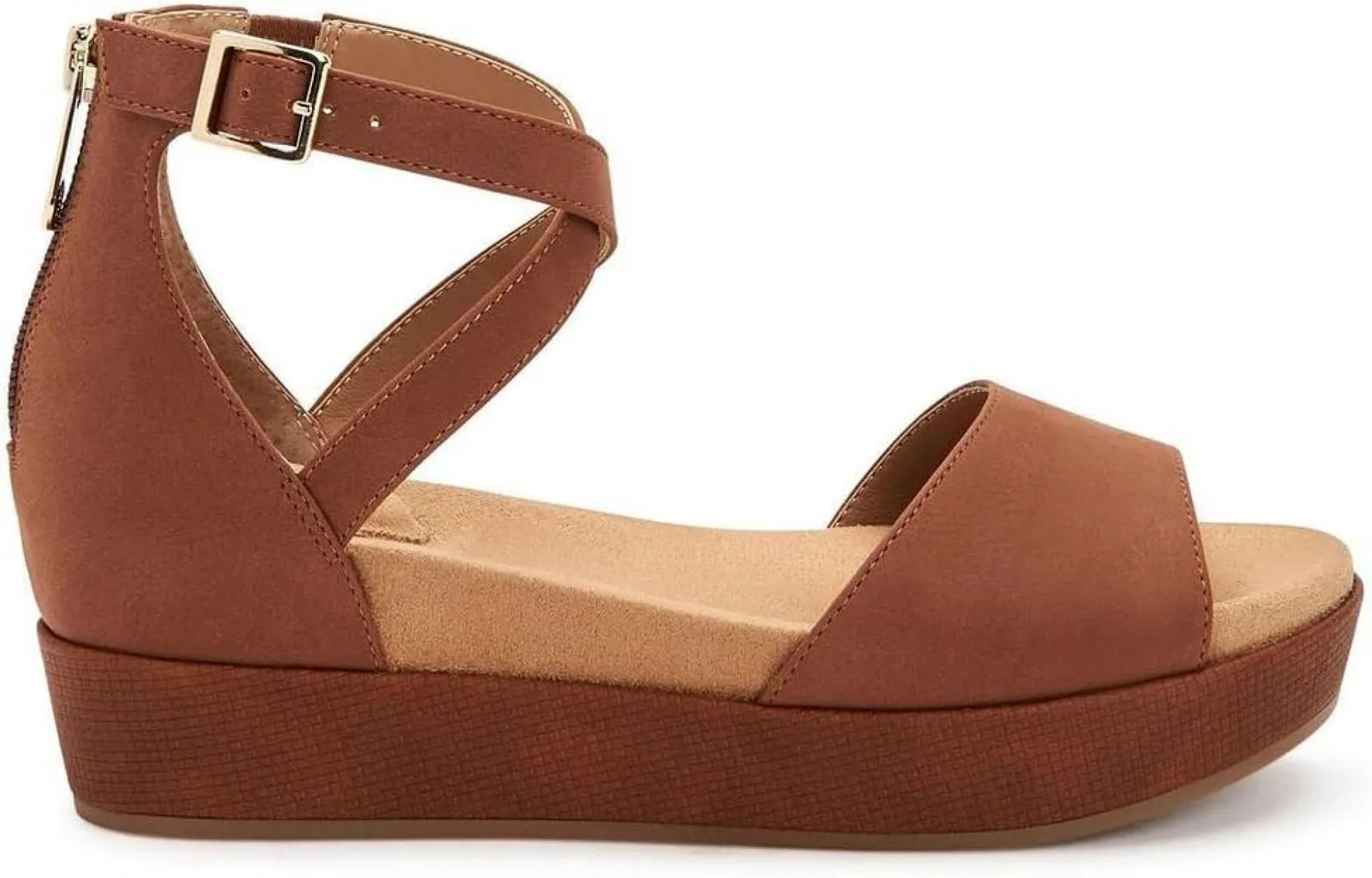 Giani Bernini Nubuck Wedge Sandals Amputee Replacement Left Shoe Only Cognac 6M