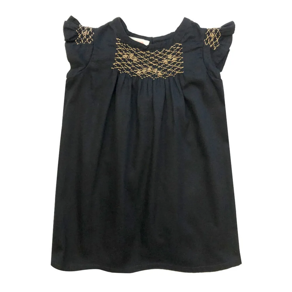 Girls Hana Smocked Dress - Meteorite
